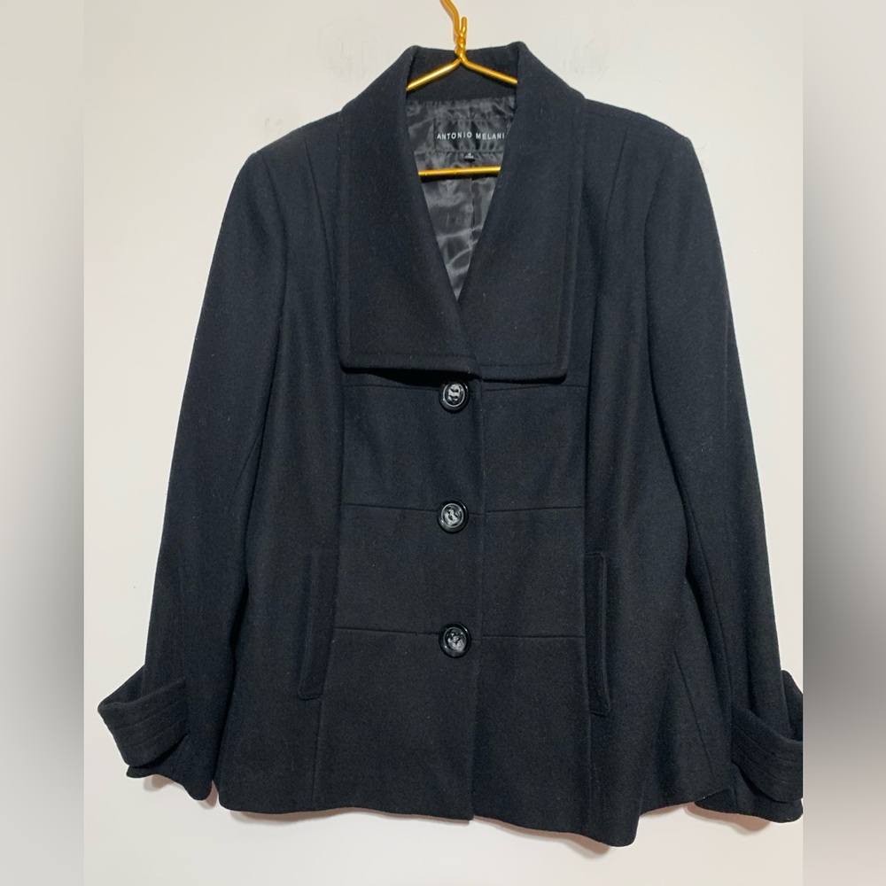ANTONIO MELANI Classic Black Pea Coat